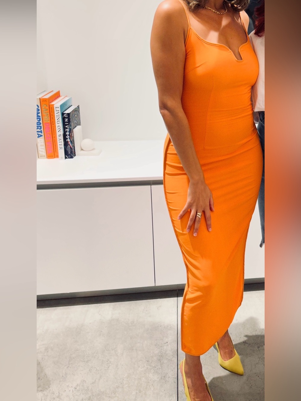 PrettyLittleThing Orange Scoop-Neck Maxi Bodycon Dress